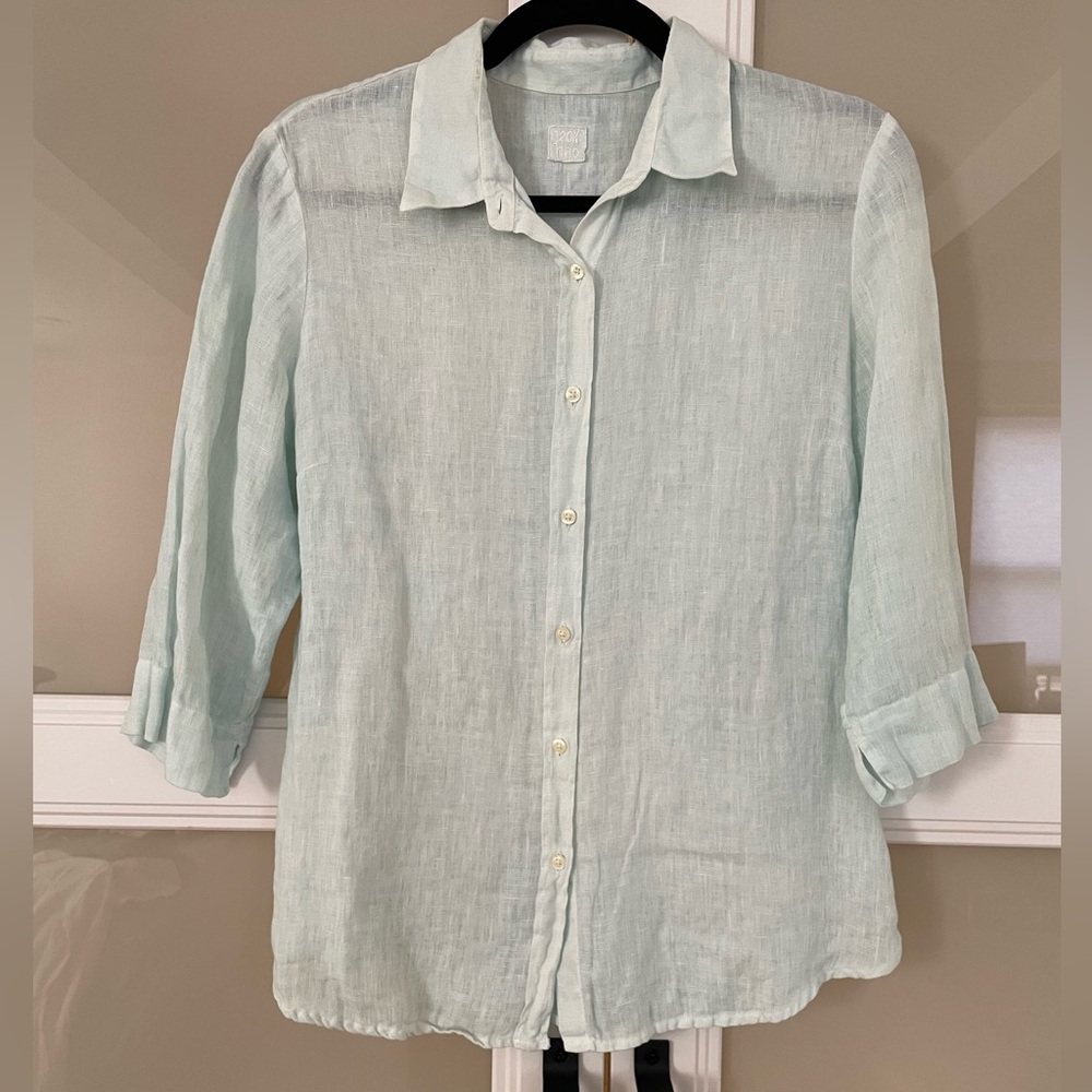 120% Lino The Bria 3/4 Sleeve Linen Shirt - Size M/44